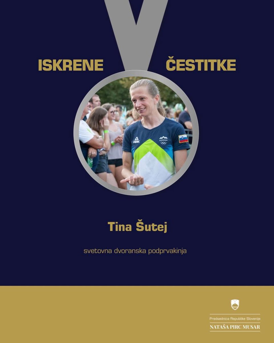 🥈 Po naslovu evropske dvoranske podprvakinje še naslov svetovne dvoranske podprvakinje. 🇸🇮 Iskrene čestitke, Tina Šutej! 👏
<a href="/slo_atletika/">Atletska zveza Slovenije</a>