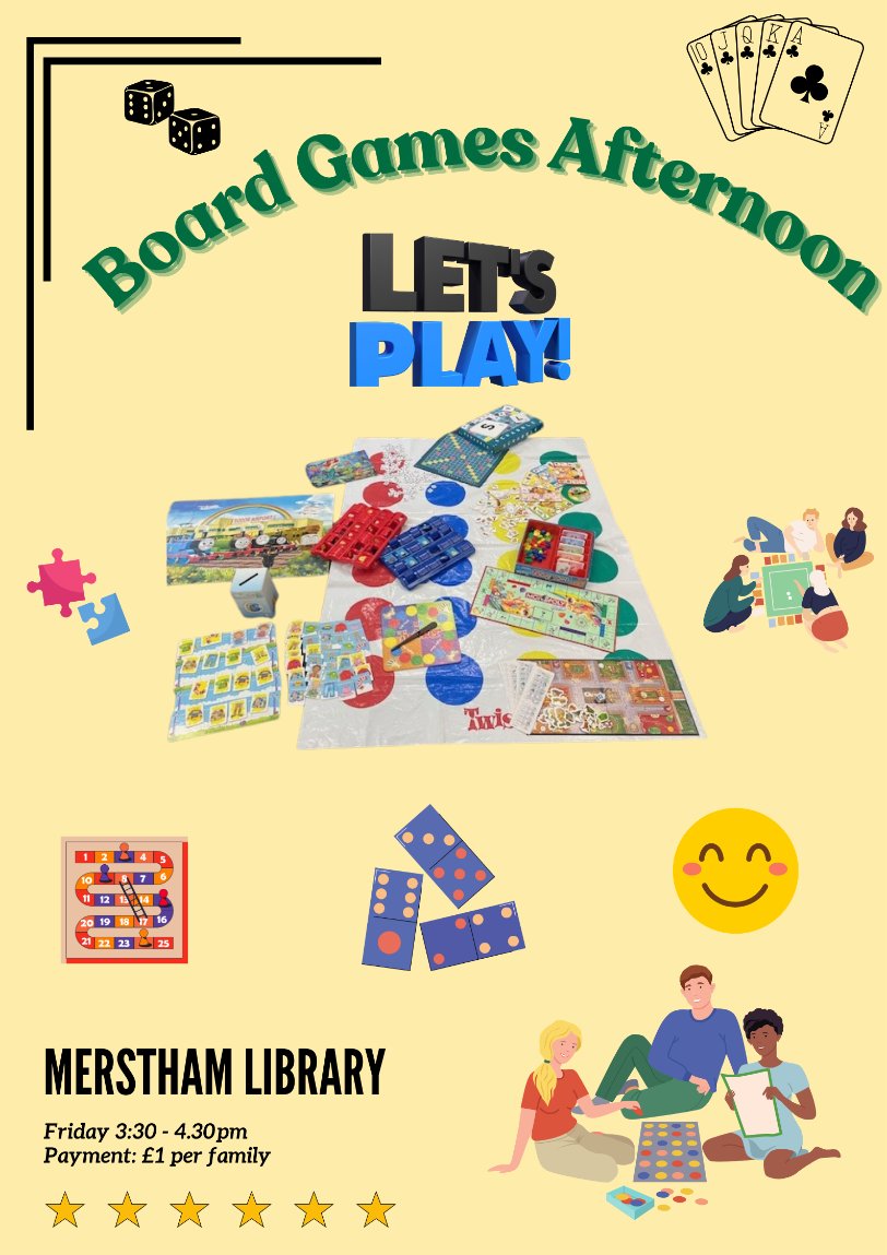 MersthamLibrary's tweet image. We have a great selection of Board Games in Merstham Library and the HUB What do you like to play? Friday and Saturday afternoons #throwthedice #checkmate #yourmove #lovetoplay #loveyourlibrary