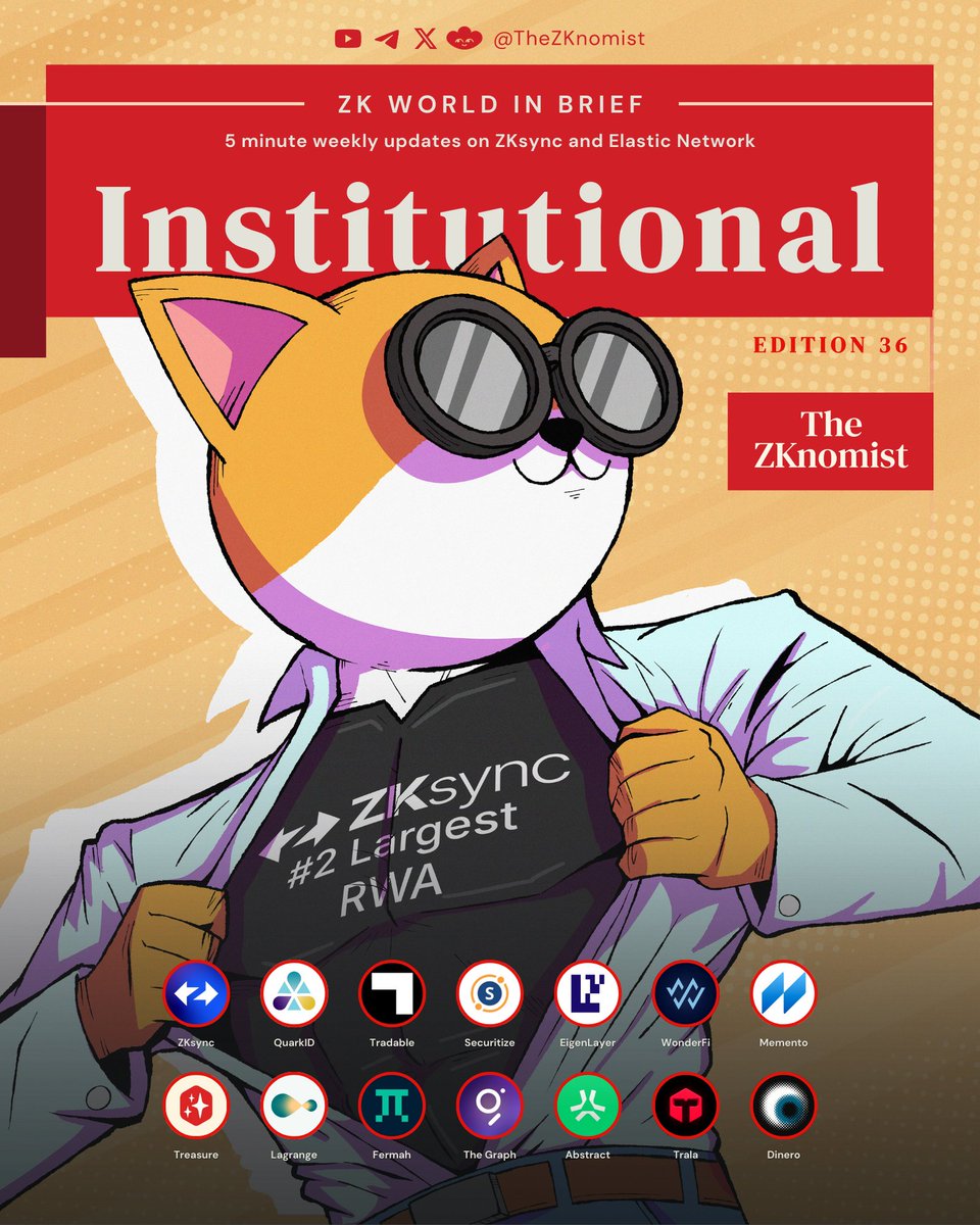 ZK WORLD IN BRIEF | Edition 36: Institutional.
- 5 minute weekly updates on @ZKsync and Elastic Network

This week brings major updates on partnerships, protocol upgrades, and institutional adoption. Let’s dive in! 🧵👇
