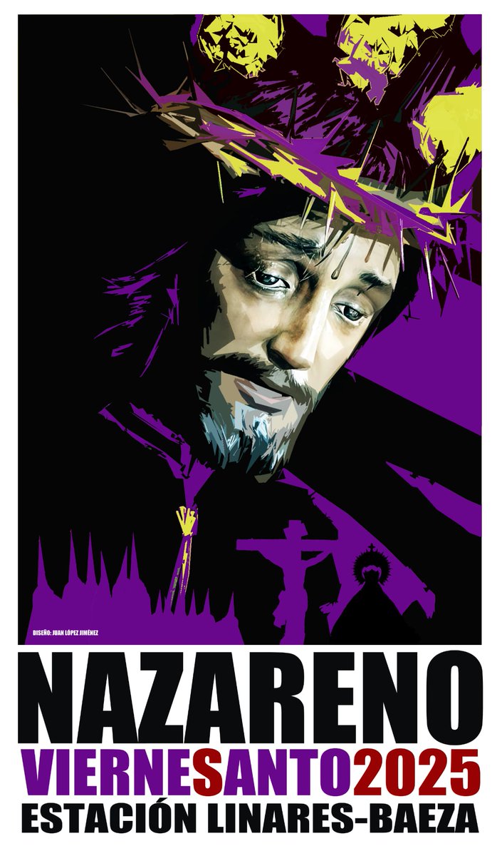 🟣Cartel oficial Viernes Santo 2025🟣 Diseño: Juan López Jiménez. Agradecemos la asistencia de los hermanos, devotos y fieles, así como al Alcalde de la #EstacionLinaresBaeza y a los representantes del <a href="/aytolinares/">Ayuntamiento de Linares</a>
#ViernesSanto #carteldesemanasanta