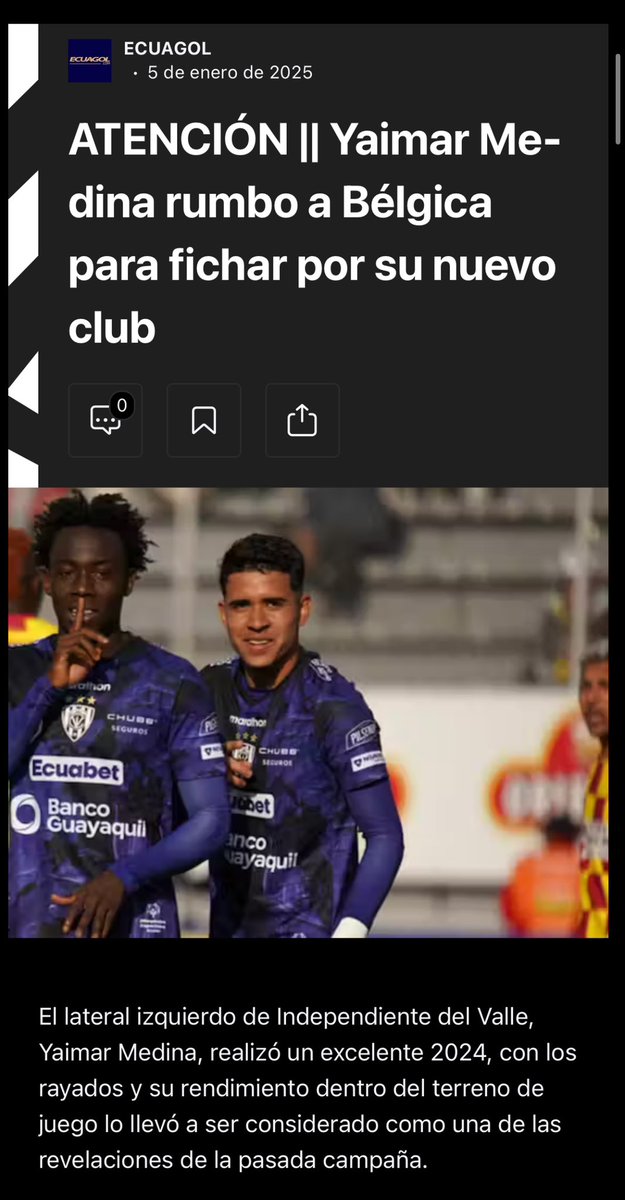 IvanMendozaB's tweet photo. Estoy de acuerdo con el Presidente de BSC. La realidad es que son coincidencias muy fuertes que hacen que todos nos asombremos. 

Mientras por un lado en la SELECCIÓN MAYOR se invita, luego convoca y se hace debutar… A otros clubes que tienen jugadores con más argumentos ni los miran. 

Nunca se sabrá si es coincidencia o no, simplemente en ningún lugar del mundo estas cosas pueden ser normales. 

Yaimar Medina (buen jugador) pasó de invitado en la selección mayor a debutar contra Brasil en Brasil! Pocos meses después fue vendido a Europa en millones.

Kenny Arroyo (buen jugador) pasó de invitado en la selección mayor a debutar contra Uruguay en Uruguay! Pocos meses después fue vendido a Europa en millones. 

Estos dos jugadores son muy buenos pero la selección es la selección, es lo que MÁS ven los clubes de primer mundo para decidir si pagar o no millones por un talento, una aduana de nivel. La selección es el sello definitivo de calidad sobre un talento, sello que no debería ser TAN fácil conseguir. En TODOS los países del mundo es igual. Jugar una eliminatoria no es poca cosa para un  “invitado”, debería una sorpresa espectacular. Acá se hace VARIAS veces y con VARIOS invitados.

Al menos estos dos chicos (Medina y Arroyo) ya habían jugado en primera división y muy bien. Pero no haber ni debutado en primera, ir invitado a la selección mayor, luego convocado y después ya “casi” hacerlo debutar es algo muy muy fuerte.

Yo hablo por experiencia propia. Miguel Parrales uno de los goleadores de la liga ecuatoriana de los últimos años, figura actual de su equipo y de LigaPro no ha merecido al menos una invitacioncita??? Guayaquil City u Orense no merecen poder agregar eso en el curriculum de su jugador (probado) y así tener, capaz, la posibilidad de vender e ingresar algo de dinero para: mejorar su complejo, bajar pasivos, estar al día, etc.???

Jandry Gomez ha jugado varios partidos en la A con BSC (hasta de titular), LDU fue campeón sub 17 el año pasado, Sergio Vásquez es titular en Orense, El Nacional fue campeón de la Copa Ecuador… No creen que pueden merece unas de esas invitacioncitas para que sus jugadores tengan la posibilidad de deslumbrar al DT también?

Si esto pasa en la selección mayor donde todos estan atentos como será en las selecciones formativas 🤷‍♂️. LDU y Orense fueron los finalistas de la sub 17 este 2024. Deberían ser los equipos con más jugadores convocados a la selección de esa categoría. ¿Lo son?

Esto no es ni contra un jugador o jugadores, ni contra algún club. Ellos son beneficiarios (algo que muchos soñaríamos ser) de un manejo de la selección, al menos, poco normal.

Pueden ver los posteos de periodistas muy serios como: @josecarloscresp , @SebasDecker , @jamolestina y @AndresPonce28 o entrevistas a DTs como Pechón León, dirigentes como Miller Salazar, todos sorprendidos. Y no creo que todos estemos locos.

Es como que todos somos productores, unos mas otros menos y algunos queremos que nos vean  nuestro productito para ver si podemos exportarlo también… Sin embargo, las llaves de la aduana pareciera que sólo estan para uno 🤷‍♂️.