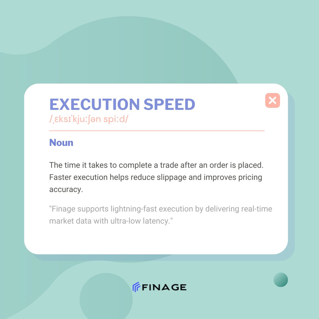 finageltd's tweet image. Every millisecond counts in trading. Reduce slippage with lightning-fast execution.

#ExecutionSpeed #Fintech #TradingData