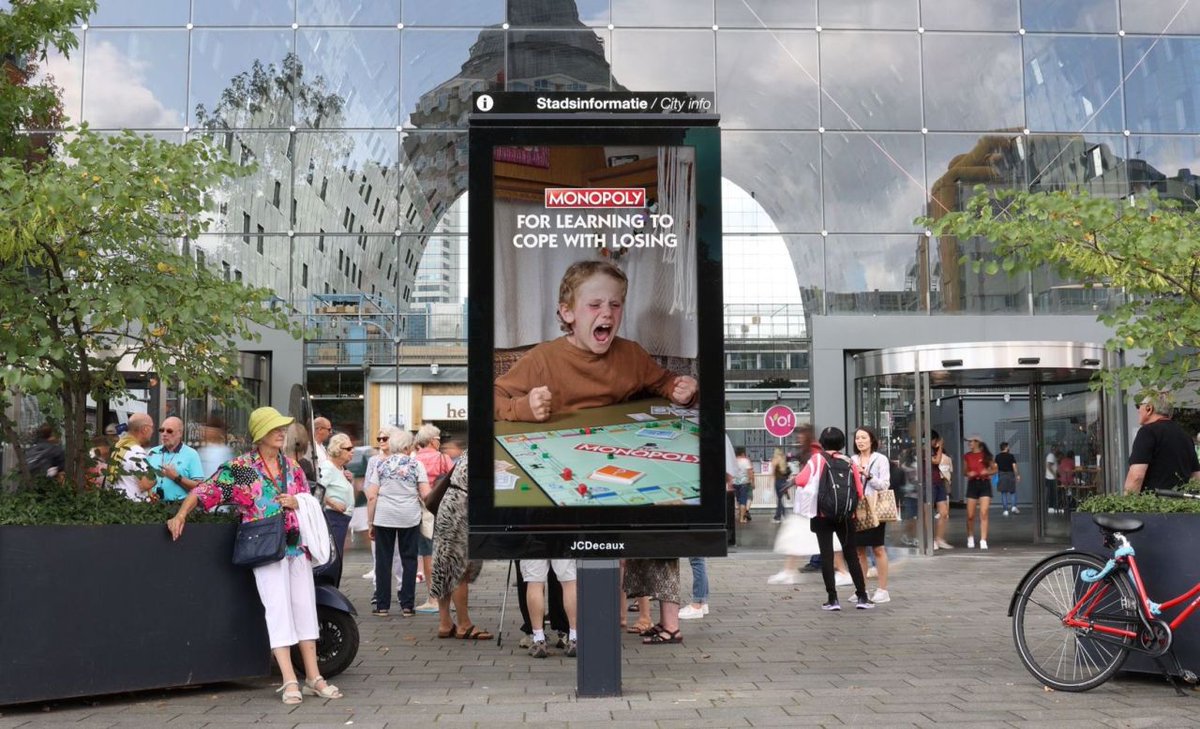 juliancole's tweet photo. Love these Monopoly ads. 

Not only do they riff off a good insight, 

They also nail the comms strategy. 

With comms strategy we ask ourselves, 

How can the media placement enhance the idea? 

The solution, 

Hasbro put the billboards on the actual streets which were in the Dutch Monopoly. 

The insight was ‘Monopoly might be the only board game that isn’t always fun and games ~ 

And life’s like that, making children learn life-changing lessons from what might seem like a casual game night.’

👉  I’ll be doing a free workshop on how you get to a great comms strategy next week: https://t.co/6MKCxwInvq

#advertising
#brand
#strategy
#brandstrategy