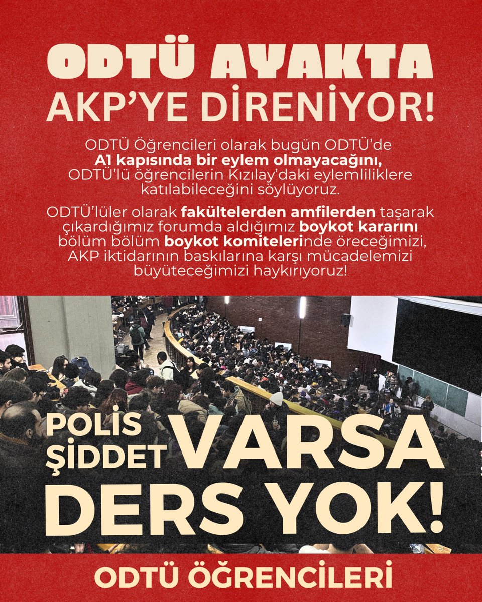 BOYKOT VAR!

Fakültelerden, amfilerden, bölümlerden taşarak çıkardığımız forumda aldığımız boykot kararını; bölüm bölüm boykot komitelerinde örecegimizi, Akp iktidarının baskılarına karşı mücadelemizi büyüteceğimizi haykırıyoruz!