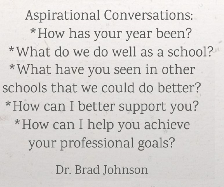 Leaders, Aspirational conversations build trust  and positive culture by valuing teachers as professionals.
