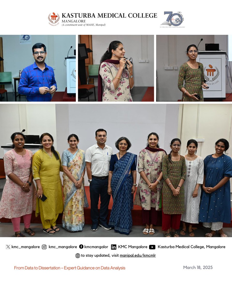 📊 From Data to Dissertation!

Final-year PGs at KMC Mangalore attended a hands-on workshop on data analysis led by Dr Mithun, Ms Himani &amp; Ms Aishwarya. 

An insightful session to strengthen dissertation skills!

#KMCMangalore #ResearchWorkshop #DataAnalysis #PostgraduateResearch