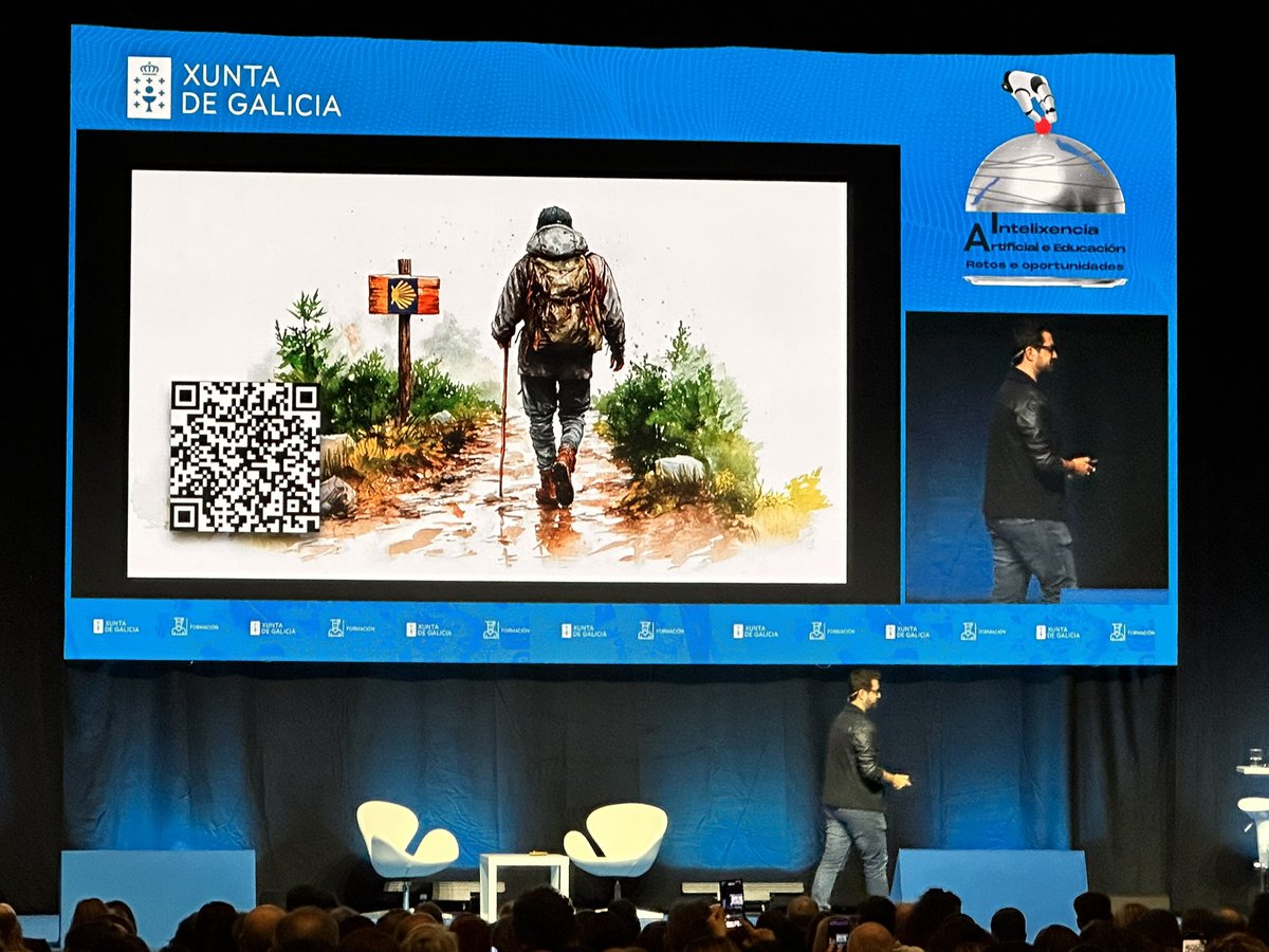 CAFIgalicia's tweet photo. 📊 "Intelixencia Artificial para a mellora da práctica docente": @cpoyatos amosa no Congreso #IA do #VAFI como estas ferramentas poden potenciar a planificación, personalizar a aprendizaxe e crear materiais inclusivos.
#formaciondocente
#CAFI_educaciondixital @profestv https://t.co/rG9VSoue85