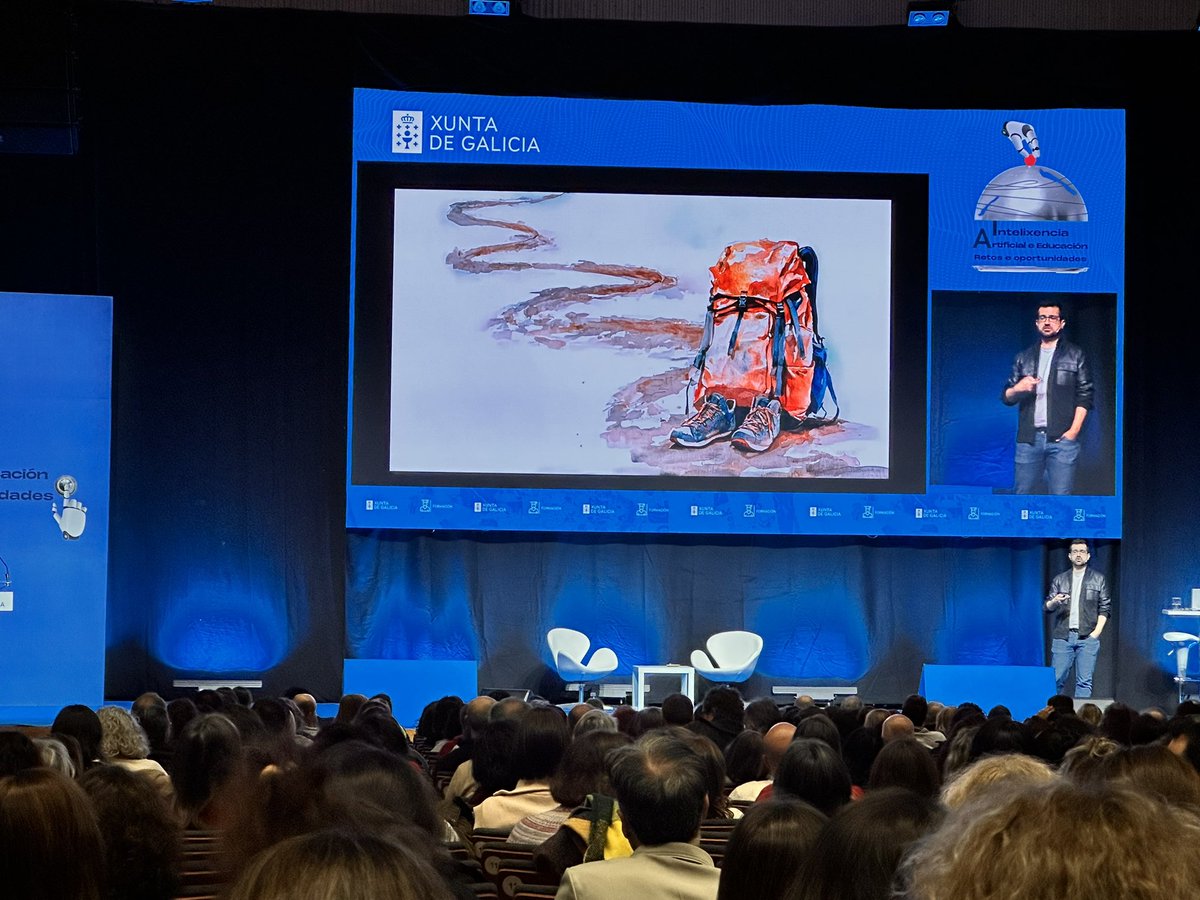 CAFIgalicia's tweet photo. 📊 "Intelixencia Artificial para a mellora da práctica docente": @cpoyatos amosa no Congreso #IA do #VAFI como estas ferramentas poden potenciar a planificación, personalizar a aprendizaxe e crear materiais inclusivos.
#formaciondocente
#CAFI_educaciondixital @profestv https://t.co/rG9VSoue85