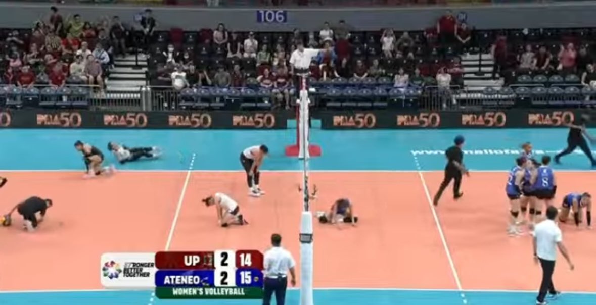 notacminer's tweet photo. AFTER THAT LONG RALLY!!! HAHAHA #UAAPSeason87 https://t.co/1H59IWUtag