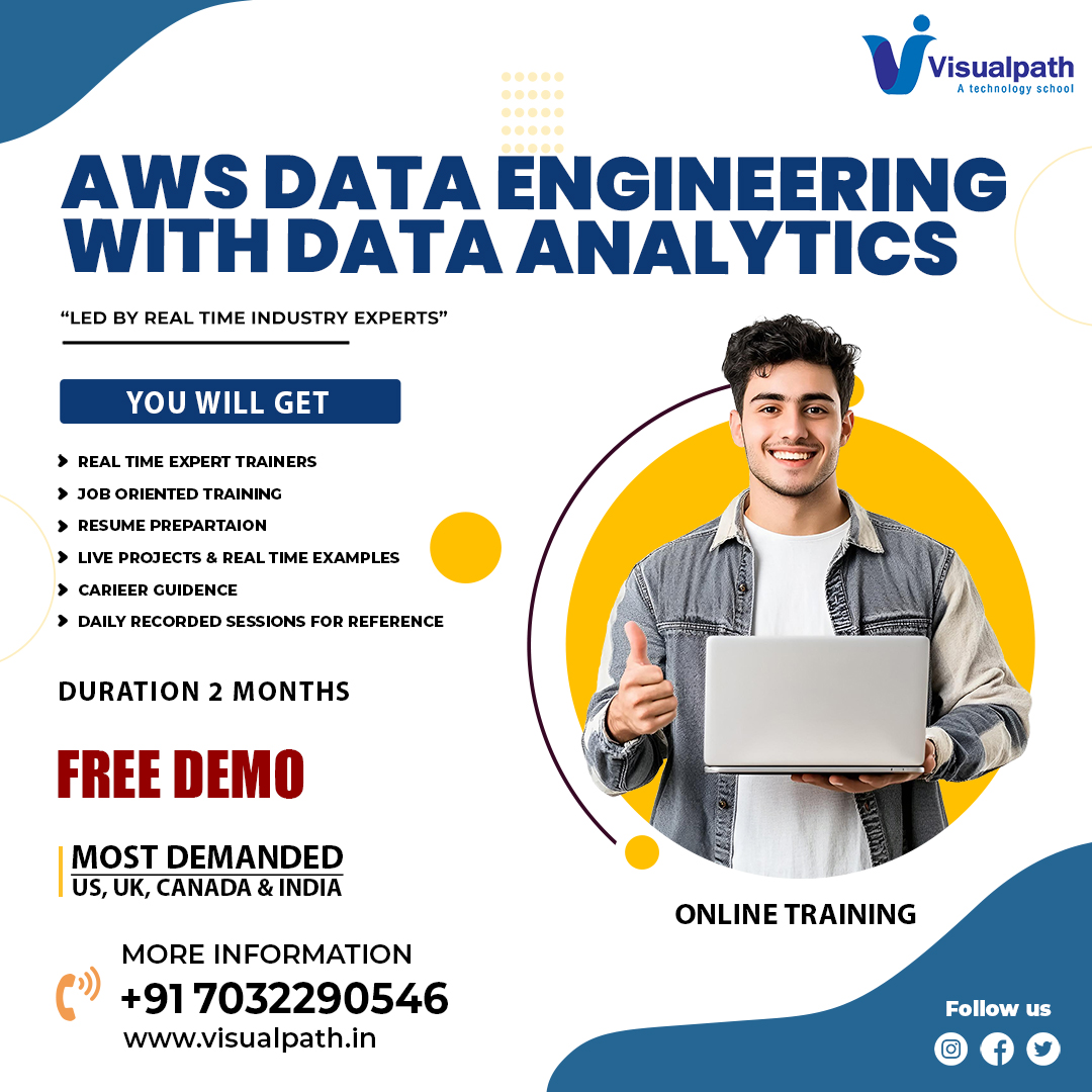 naveenkvis67093's tweet image. @VisualpathPro is Leading Best #AWSDataEngineering training. We are providing 24/7 Access to Recorded Sessions to Individuals Globally Demanded in the USA, UK, Canada, India, and Australia,For more information,call on +91-7032290546
🌐Visit: visualpath.in/online-aws-dat…