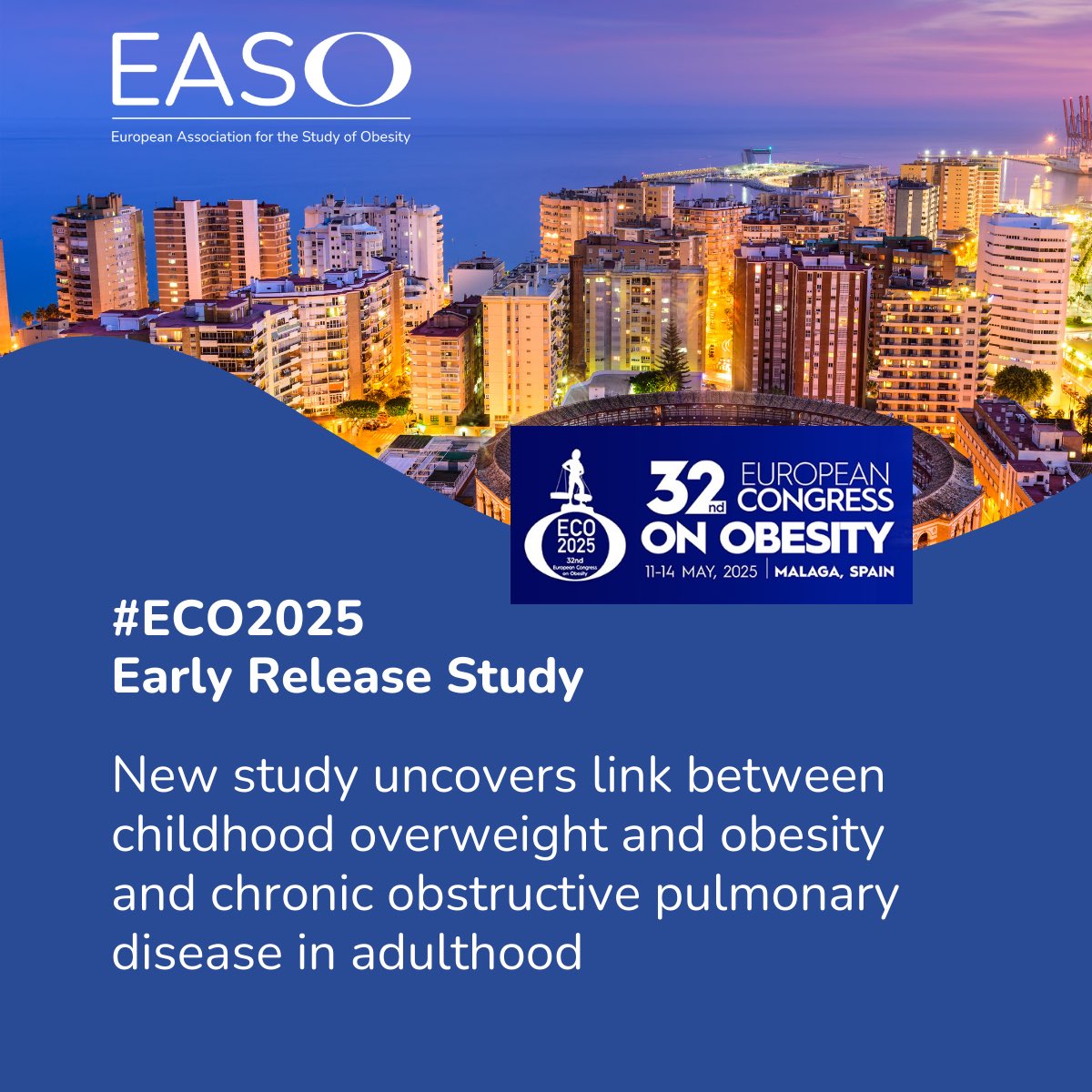 EASOobesity's tweet photo. New study uncovers link between childhood overweight and obesity and chronic obstructive pulmonary disease #COPD in adulthood #ECO2025

https://t.co/RJDp3qmw0R https://t.co/8QUmAU9DPZ