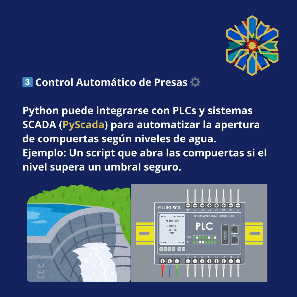 💧 #DíaMundialDelAgua 💧

Las lluvias récord en España han llevado a la apertura de presas. ¿Cómo ayuda #Python en su gestión?

📊 Monitoreo en tiempo real
🔄 Automatización de compuertas
📉 Modelos predictivos

Explora librerías clave en el enlace: linkedin.com/feed/update/ur…
