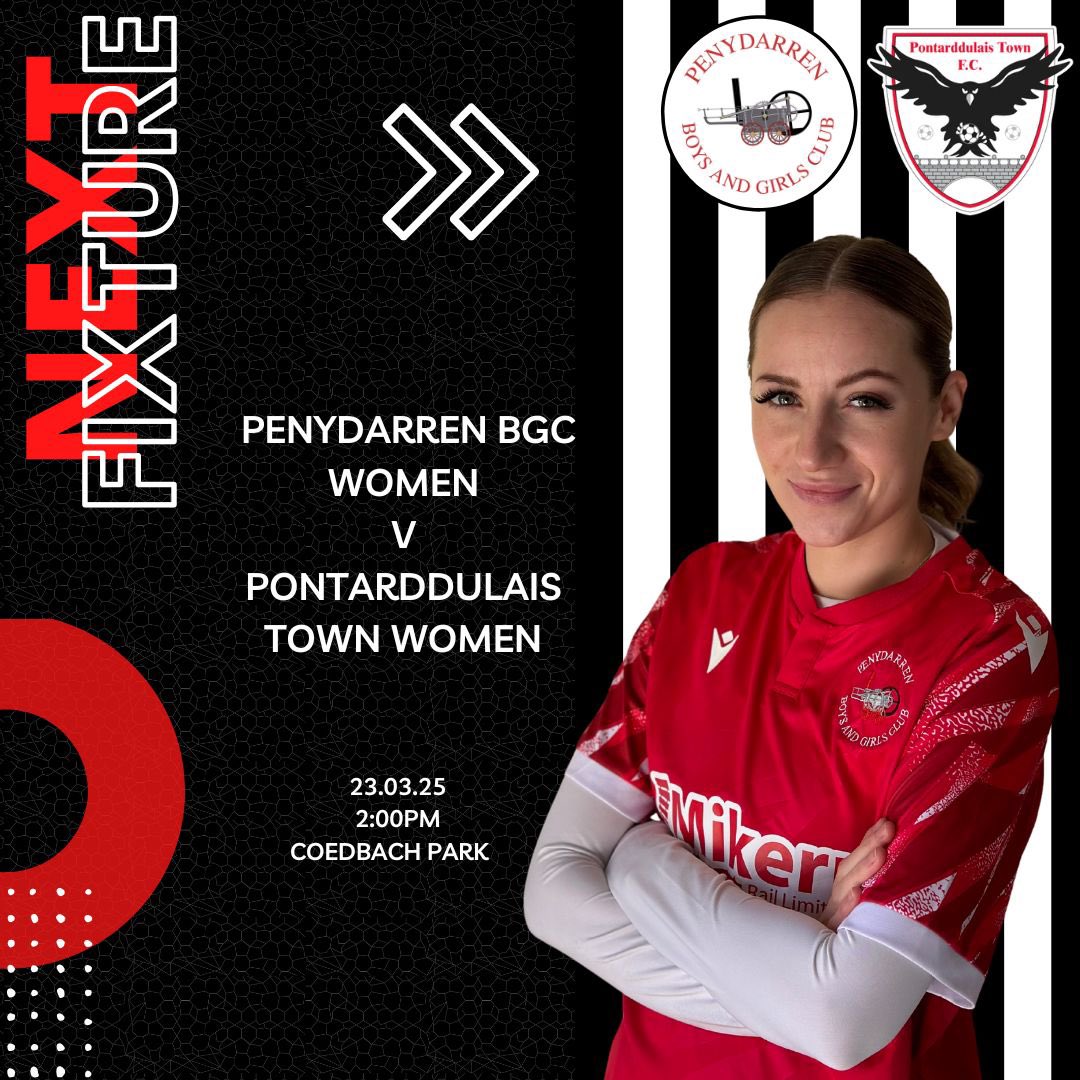 | FIXTURE ALERT🚨

We are on the road this weekend where we face @bontladiesfc in a league match! 

Come along and support the ladies #UppaPen 🚂⚪️⚫️

🆚Pontarddulais Women 
⏰ 2:00 pm
📍 Coedbach Park 
🗓️ 23/03/2025
🏆 SWWGL Combined Premier League