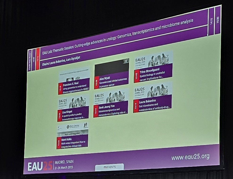 LambAlastair's tweet image. Nice talk from Tarine Standgaard on tumour heterogeneity in #NMIBC & use of #SpatialTranscriptomic (& bulk) analyses to distinguish BCG-responsive molecular subtype
So gd to finally see #EAUlab up and running!!
Thanks #EAU25 committee & #ESUR
@Uroweb @LauraBukavinaMD @LDyrskjot