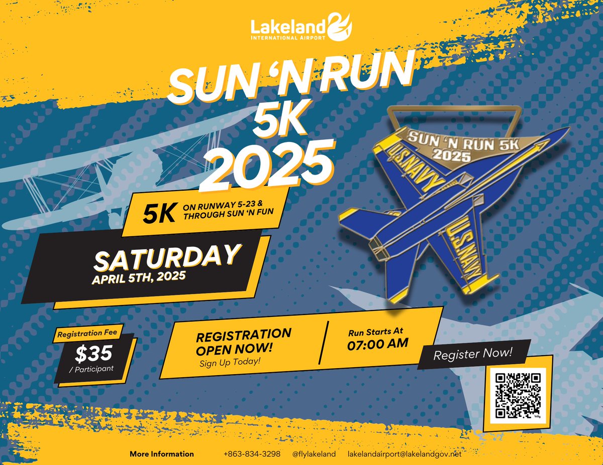 🏃‍♀️The SUN 'n RUN 5K hosted by Lakeland International Airport is TWO WEEKS OUT!! 🏃‍♂️