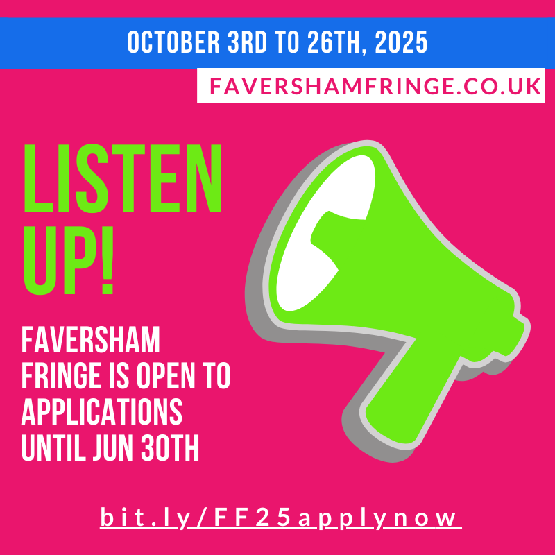 🎭 Faversham Fringe 2025 apps open! All shows are welcome. £40 reg fee. Get on stage! Apply: bit.ly/FF25applynow #FavershamFringe #OpenCall