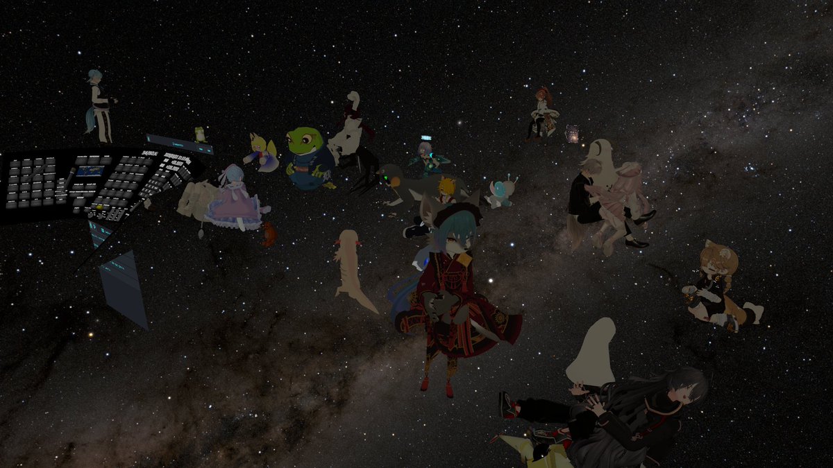 CloudFes_VRC's tweet photo. #セイオワプラネタリウム #CloudFes #VRCCF 
現在SEISO NO OWARIイベントが開催中です！
VRならではのプラネタリウムの表現が素敵ですね https://t.co/UjQkvuv6gD