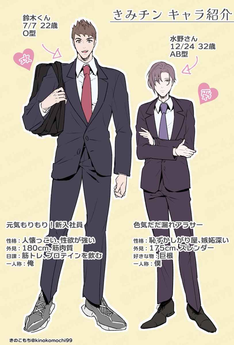 #J庭57 #創作BL 
新刊のキャラ紹介です✨