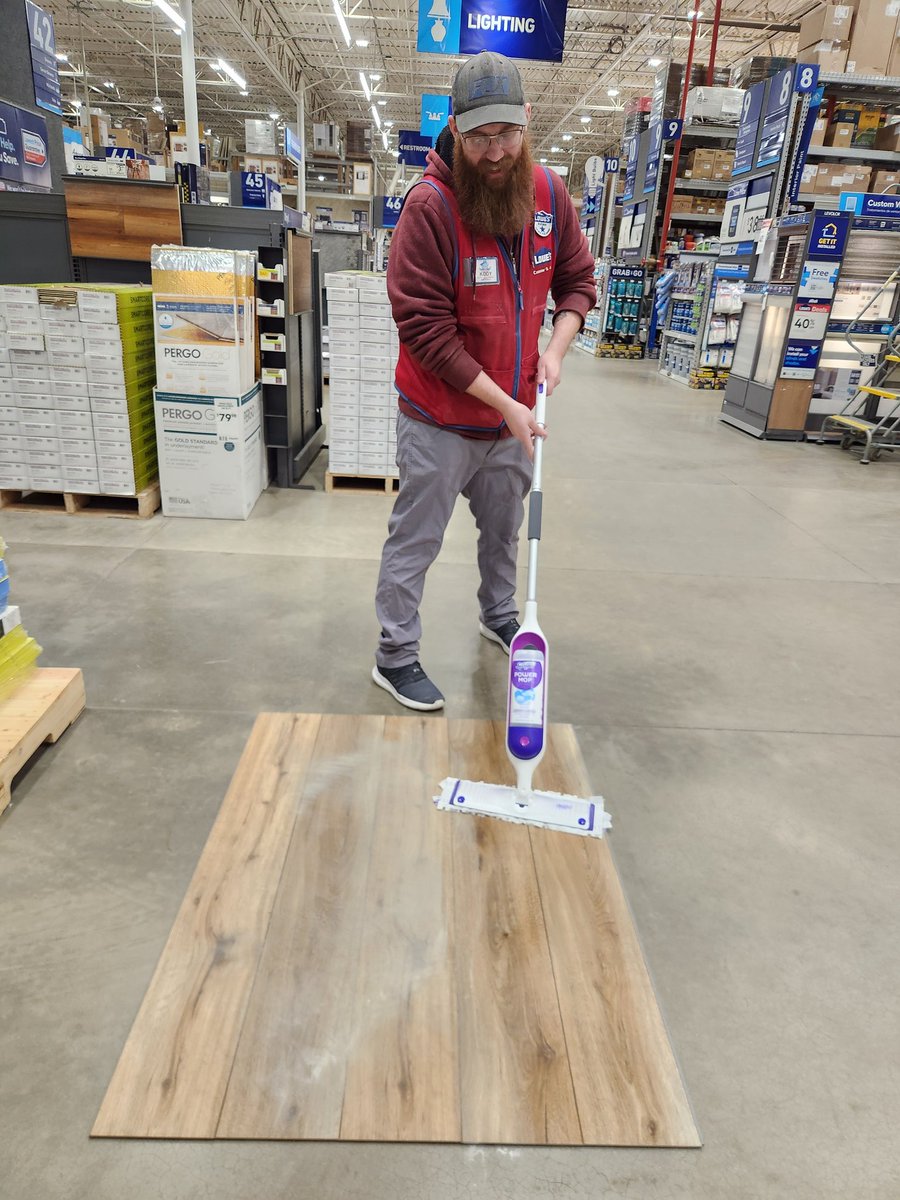 Take care of those dirty floors with the Swiffer Power Mop! Come over to your Marietta Lowe's and see the difference they make today! #demo