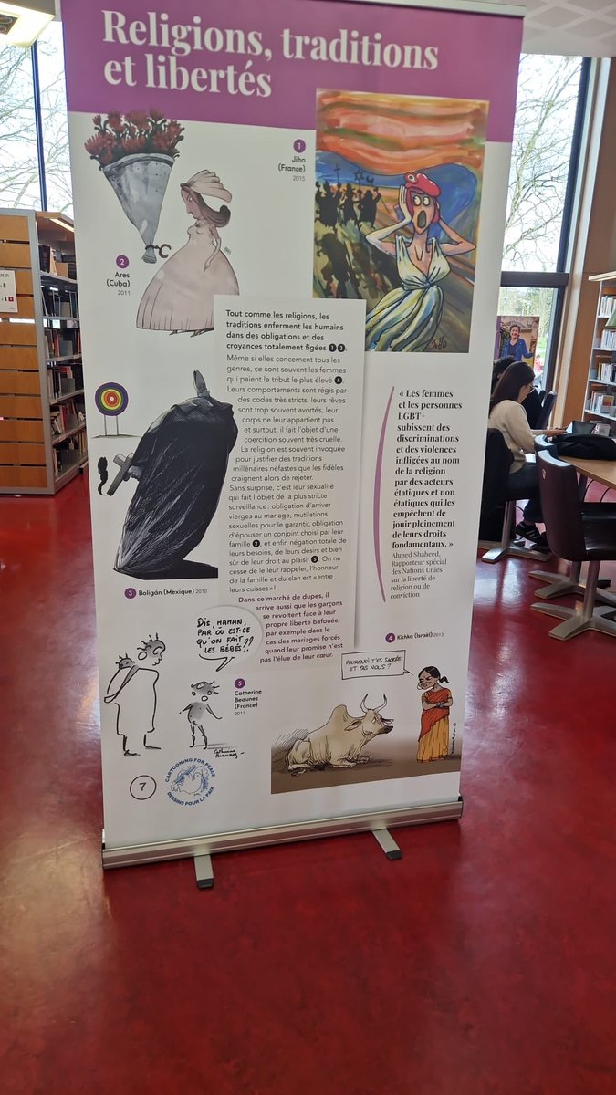 arnaudpln's tweet photo. Scandale à @VilleduChesnayR ! À la bibliothèque municipale, une exposition attaque les religions, déforme la grammaire et veut imposer la théorie du genre… Le tout dans une ville de droite récemment tombée aux mains du centre-gauche. Jusqu’où iront-ils ? https://t.co/UjLXs70nUg