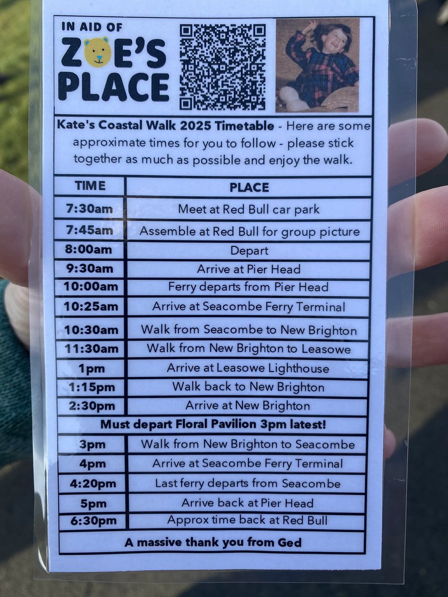 Good luck lads on #KatesCoastalWalk 26 miles today for @ZoesPlaceLiv  
 justgiving.com/campaign/kates…