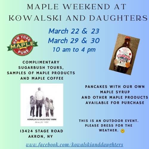 Maple Weekends begin today! Come visit us 10-4 or another #NYMaple producer! #FamilyFarm #Homesteading #MapleMonth #NYMaple #TasteNY #EatLocal