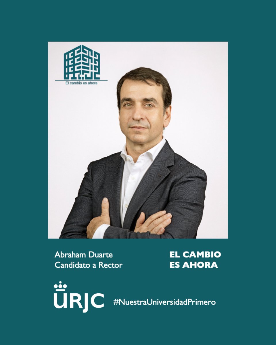 🗳️Ya sabéis: si consideráis que la @urjc_uni es lo primero, el cambio es ahora. Vota Abraham Duarte el próximo 2 de abril. ¡Vota cambio!