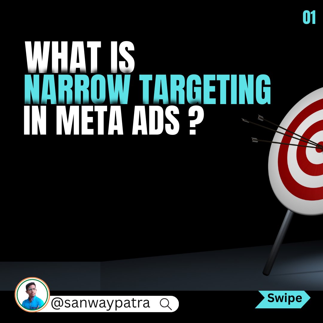 Sanwayexp's tweet image. What Is Narrow Targeting In Meta Ads Explained By @sanwaypatra

#FacebookAds2025
#MetaAdsStrategy
#SocialMediaAds
#FacebookMarketingPro
#PerformanceMarketing
#AIinMarketing
#LeadGenerationExpert
#ConversionOptimization
#ContentMarketing2025
#BrandStorytelling