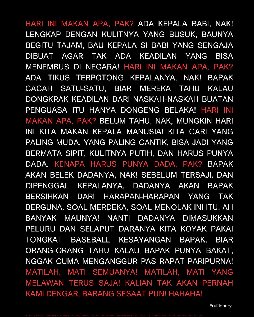 Kira-kira yang begini artinya apa? Ya begini artinya!

#CabutUUTNI #PeringatanDarurat #IndonesiaMasihGelap #TolakDwifungsiABRI
#JanganBungkamSastra