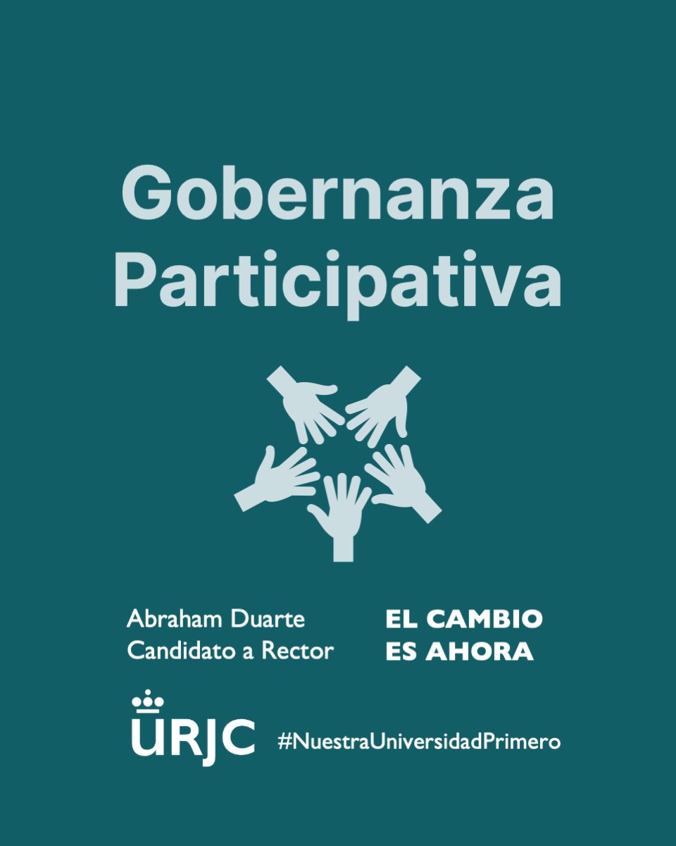 ⁠1⃣Día 1, compromiso 1.

🤜🤛Durante el primer día de campaña a las elecciones a Rector de la @urjc_uni os presento uno de los pilares esenciales de mi programa: la gobernanza participativa.