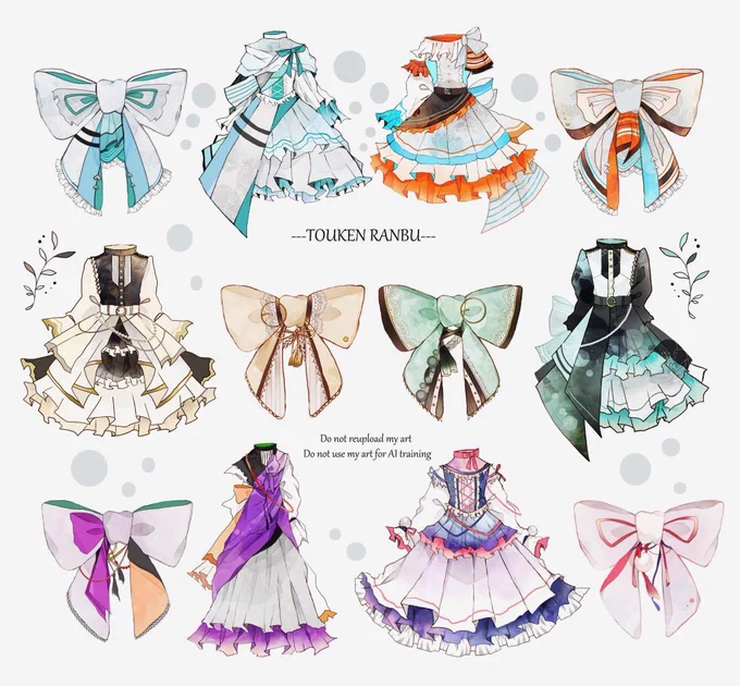 この方法で描いてるフリルやドレスたち 