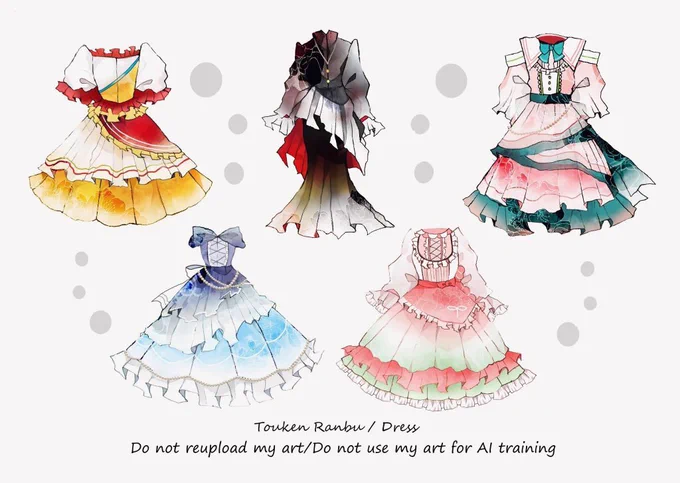 この方法で描いてるフリルやドレスたち 