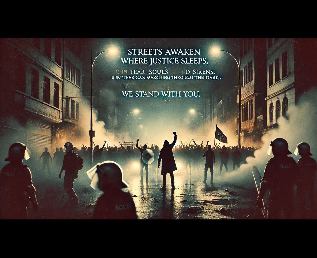 Streets awaken where justice sleeps. In tear gas and sirens, rebel voices rise like ancient deities. To the brave souls marching through the dark, we see your light.