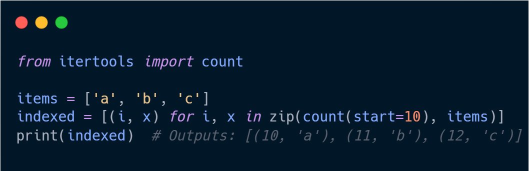 Python__Task's tweet image. 🐍 Tip
Do you want to make enumerate yourself?

#Python #PythonCode #PythonTips #Coding #Programming #CodeNewbie #100DaysOfCode