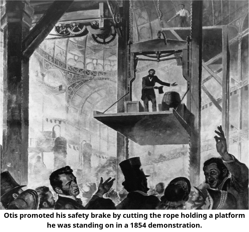 ScienceFrankOff's tweet photo. Today in tech
1857 – Elisha Otis's first elevator is installed. Otis installed the first commercial elevator in the five-story EV  Haughwout Building at the corner of Broadway and Broome Street in New  York City, where it began operation on March 23, 1857. https://t.co/ENaQbPqXAa