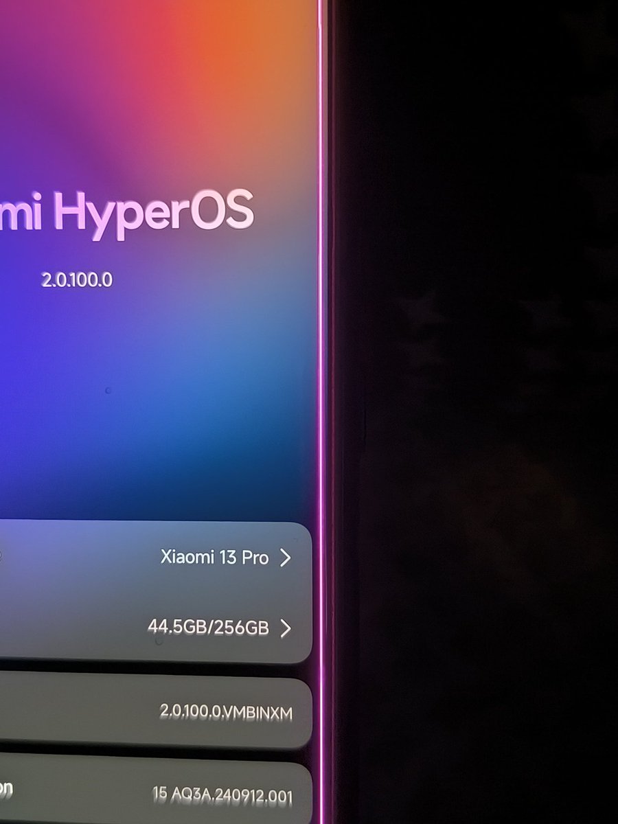 nooneeee1236's tweet photo. I am a Xiaomi 13 pro user. I recently updated to hyper os 2.1.While using the phone, suddenly I noticed a pink line. There is no free replacement policy by mi and they are charging around 25k for it. My phone has no dents or scratches, so why would I pay for the repair. https://t.co/mq16RFByV0