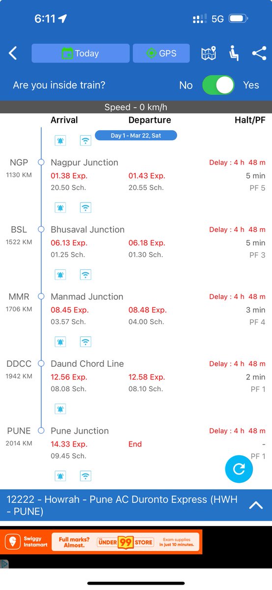 Raju Kumar (@rajuvan08) on Twitter photo The Pune Duronto Express is running 5 hours late, and the washroom conditions are below standard. Despite the high fare, there seems to be no significant difference in service compared to a regular train.<a href="/RailMinIndia/">Ministry of Railways</a> <a href="/PMOIndia/">PMO India</a> <a href="/AshwiniVaishnaw/">Ashwini Vaishnaw</a> The Pune Duronto Express is running 5 hours late, and the washroom conditions are below standard. Despite the high fare, there seems to be no significant difference in service compared to a regular train.<a href="/RailMinIndia/">Ministry of Railways</a> <a href="/PMOIndia/">PMO India</a> <a href="/AshwiniVaishnaw/">Ashwini Vaishnaw</a>