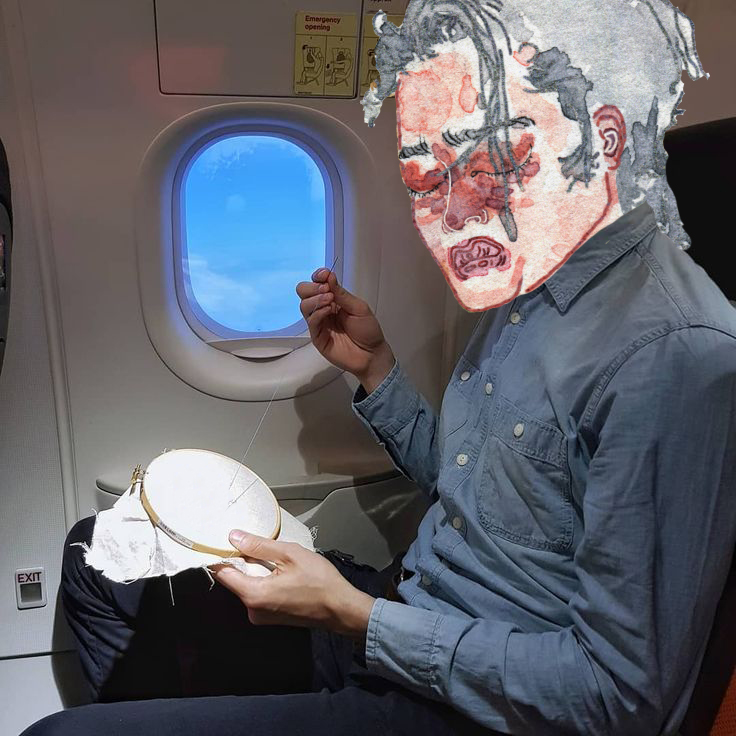 Gm everyone. Eloy, a child of the dream world,  is mentally embroidering on a plane.