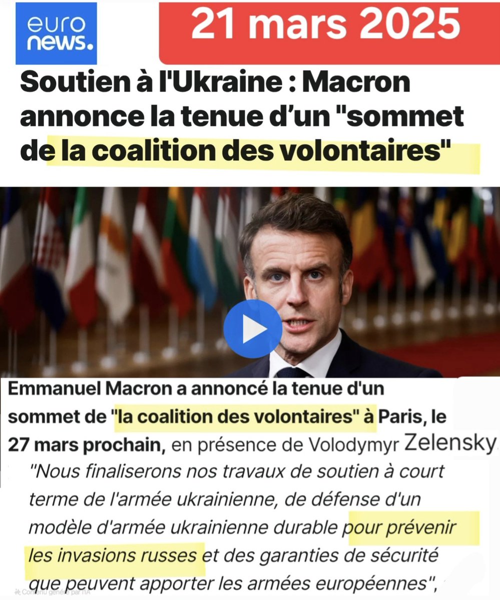 L'HISTOIRE BÉGAIE
▪️1942
Pétain glorifie la «LÉGION DES VOLONTAIRES FRANÇAIS»: battre la Russie bolchevique «est indispensable pour l'Europe et la France»
▪️2025
Macron lance la «COALITION DES VOLONTAIRES»: battre la Russie poutinienne est «essentiel pour les valeurs de l'Europe»
