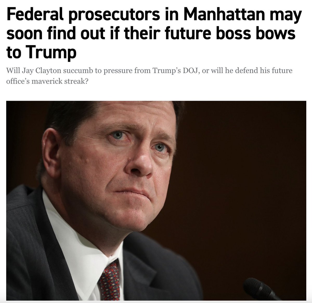 NEW: Word has spread within SDNY that before Danielle Sassoon resigned, Jay  Clayton privately advised her to follow the order from Main Justice to drop  the Eric Adams case, per four ppl