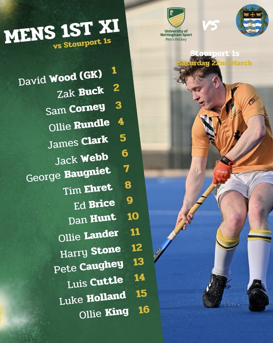 🔥Matchday 17🔥

Here is your M1s teamsheet for their home game against Stourport 1s today at 6:00pm 💚💛