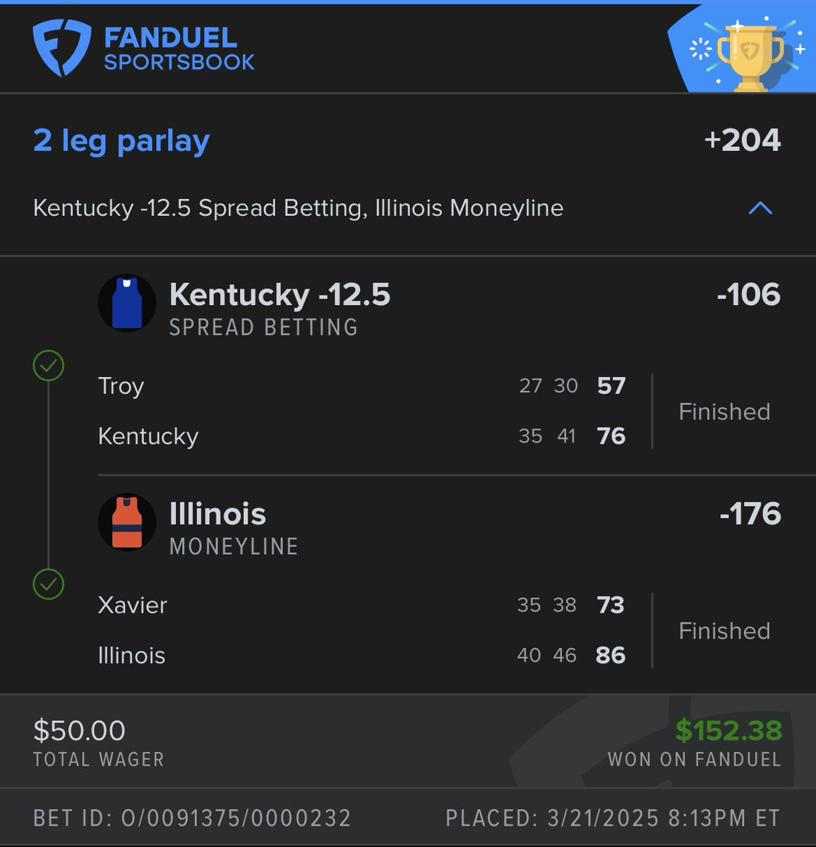 2-leg parlay cashed ✅

Kentucky -12.5 + Illinois ML 🔒

$50 ➝ $152.38

Smart. Simple. Profitable. 📈

This is what $10/month gets you.

Daily plays. No BS.

Limited spots left — lock in: 

Winible.com/groklocks