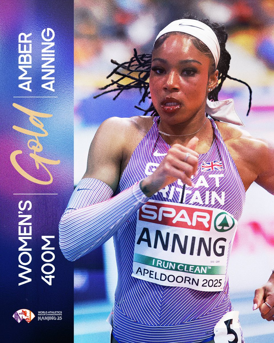 AMBER ANNING WORLD CHAMPION! 🥇

A stunning run from Amber Anning to take gold in Nanjing 🤩

#WorldIndoorChamps