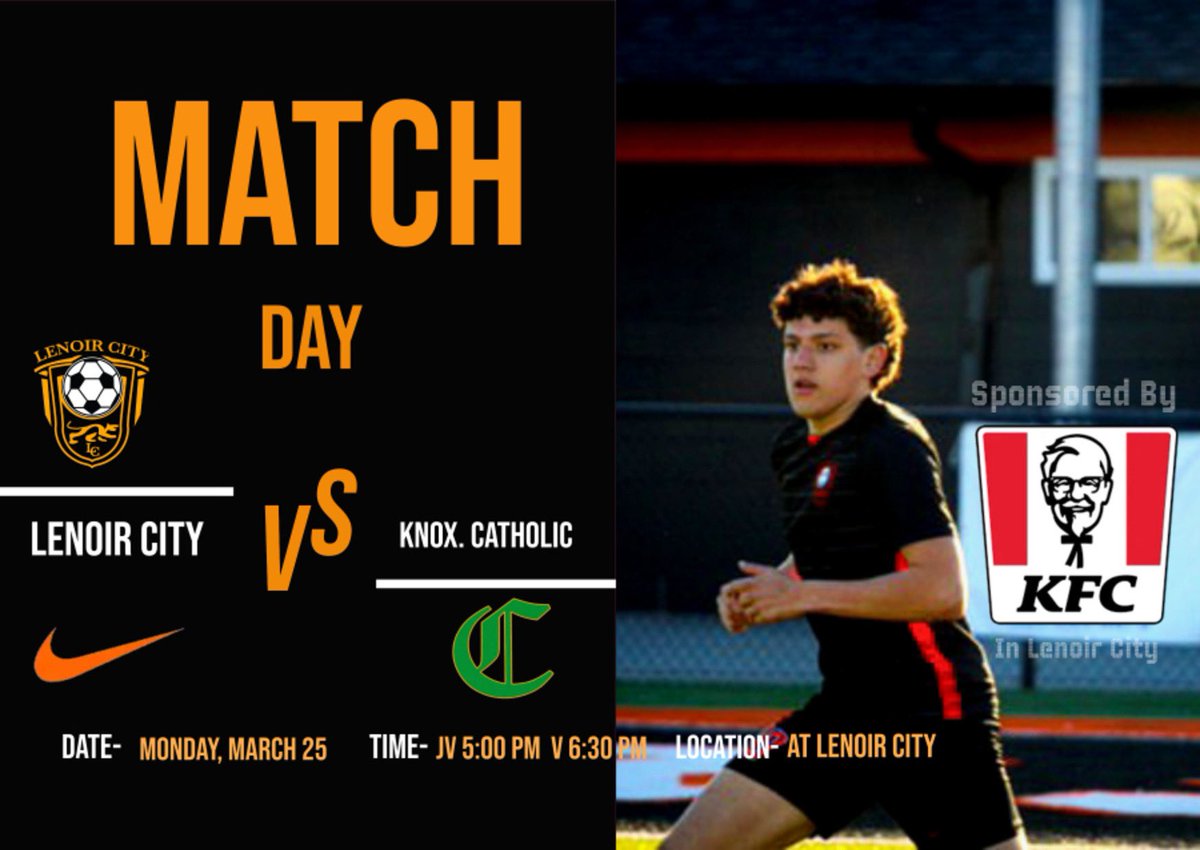 <a href="/LchsBoys/">LCHS Boys Soccer</a> vs <a href="/KnoxCatholic/">Knoxville Catholic☘️</a> in Lenoir City on Monday, March 25 JV5:00pm V6:30pm <a href="/LenoirCitySch/">LenoirCitySch</a> <a href="/panthernationnn/">Panther Nation</a>