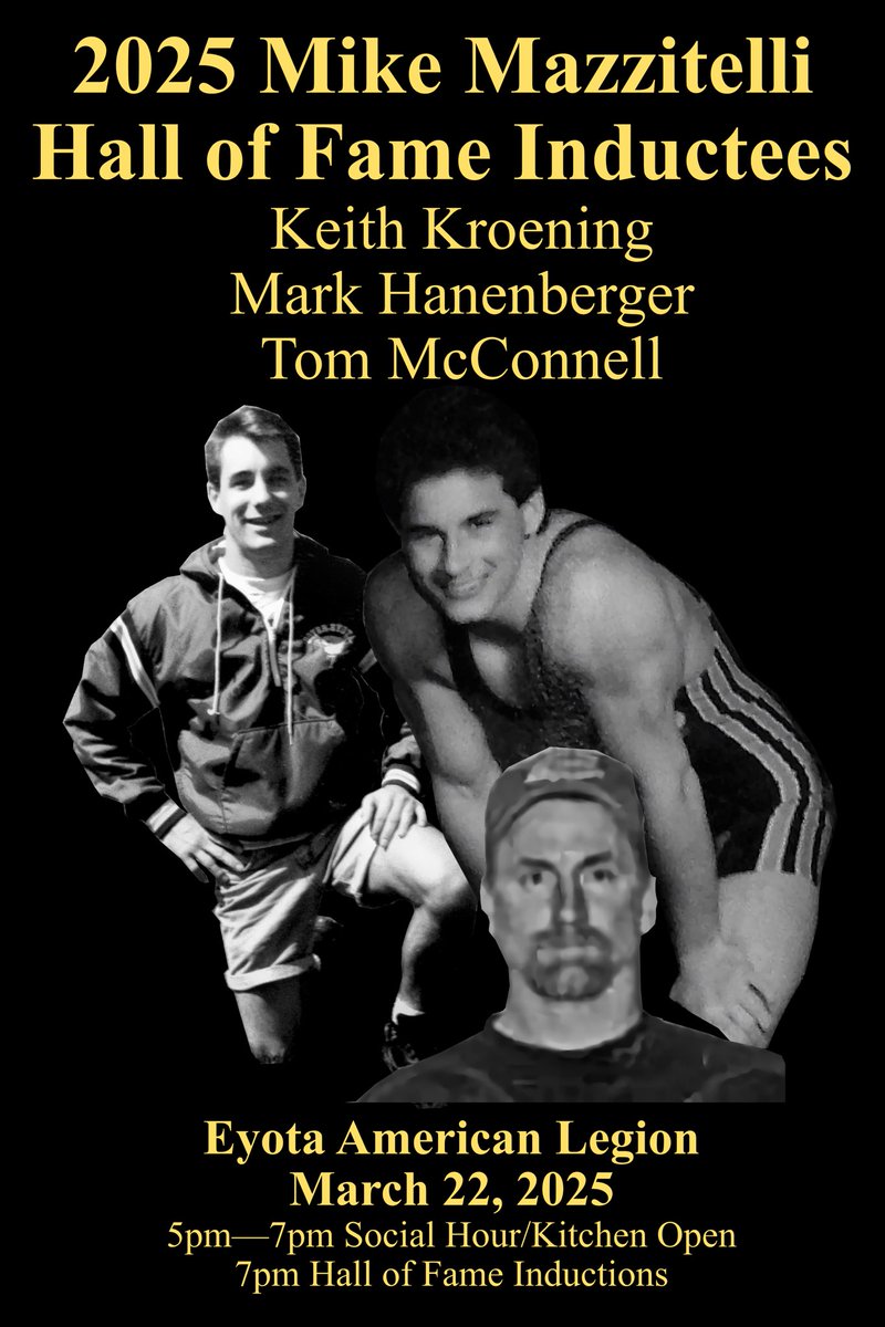 Just a reminder - join us TONIGHT for the 2025 Mike Mazzitelli Hall of Fame festivities! 

March 22nd @ Eyota American Legion

• 5-7pm Social Hour/Kitchen open 

• 7pm Hall of Fame Induction

Annual raffle drawing will follow the induction ceremony as well!