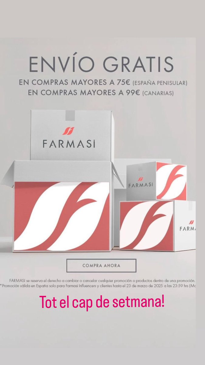 MartaFarmasi's tweet photo. Portes gratis este finde!
#Farmasi #Belleza #Nutrición #Maquillaje #CuidadoDeLaPiel #CuidadoPersonal #ComplementosAlimenticios #Dieta
#gruposdewhatsapp
#Oportunidadenegocio 
#Networkmarqueting 

Descuentos 30%-5O% (consúltame) https://t.co/ima163gv7k