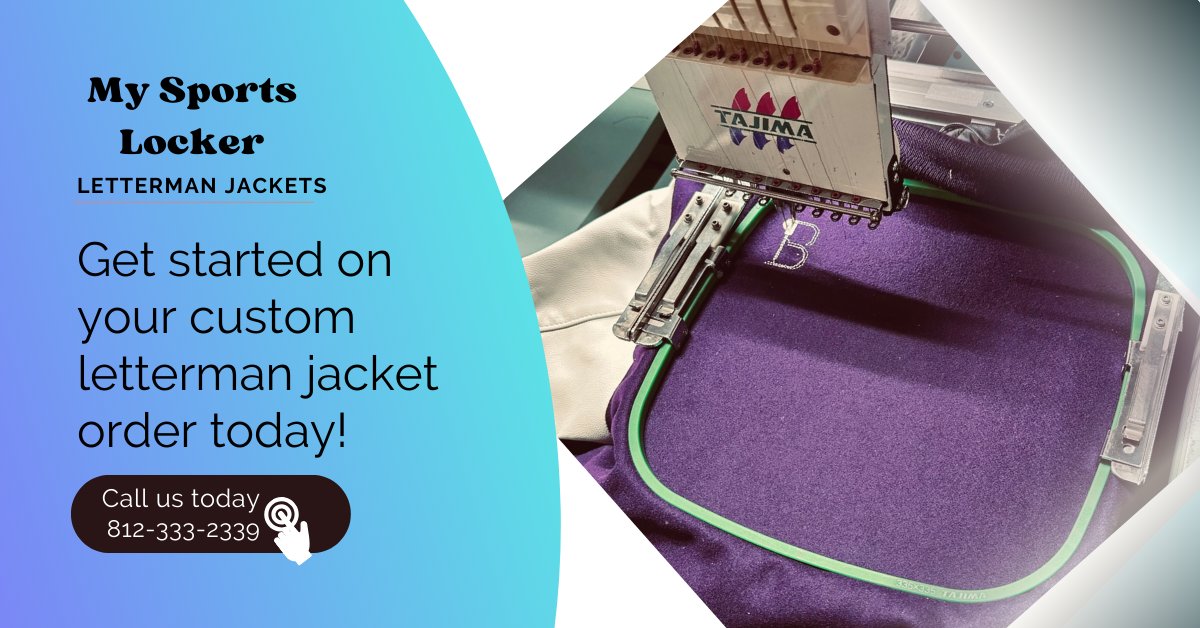 Does your student athlete need a letterman jacket? 
Great! Let My Sports Locker help you out with that. We will help you through every step of the decision making process. 

Contact us to learn more today 812-333-2339