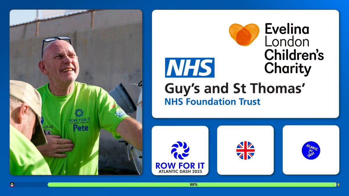 Troels Christensen (@tc_thrane) on Twitter photo ๐ข Well done Peter Ross! Currently #rowing across the Atlantic Ocean for #charity, Pete reached his goal today in support of <a href="/EvelinaLondon/">Evelina London</a> โค๏ธ part of <a href="/GSTTnhs/">Guy's and St Thomas'</a> and <a href="/NHSuk/">NHS</a> ๐ฌ๐ง
Now 88% into the #AtlanticDash2025 ๐ฃ Keep rowing and donating ๐ justgiving.com/page/peter-rosโฆ
<a href="/RowForIt25/">RowForIt25</a> ๐ฌ๐ง ๐ข Well done Peter Ross! Currently #rowing across the Atlantic Ocean for #charity, Pete reached his goal today in support of <a href="/EvelinaLondon/">Evelina London</a> โค๏ธ part of <a href="/GSTTnhs/">Guy's and St Thomas'</a> and <a href="/NHSuk/">NHS</a> ๐ฌ๐ง
Now 88% into the #AtlanticDash2025 ๐ฃ Keep rowing and donating ๐ justgiving.com/page/peter-rosโฆ
<a href="/RowForIt25/">RowForIt25</a> ๐ฌ๐ง
