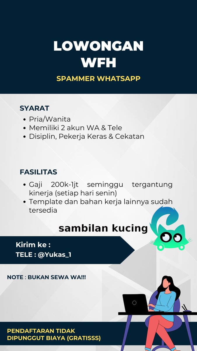 yukas_1's tweet photo. @etayoetayo freelance jam kerja fleksibel https://t.co/n5JlgvMpSp