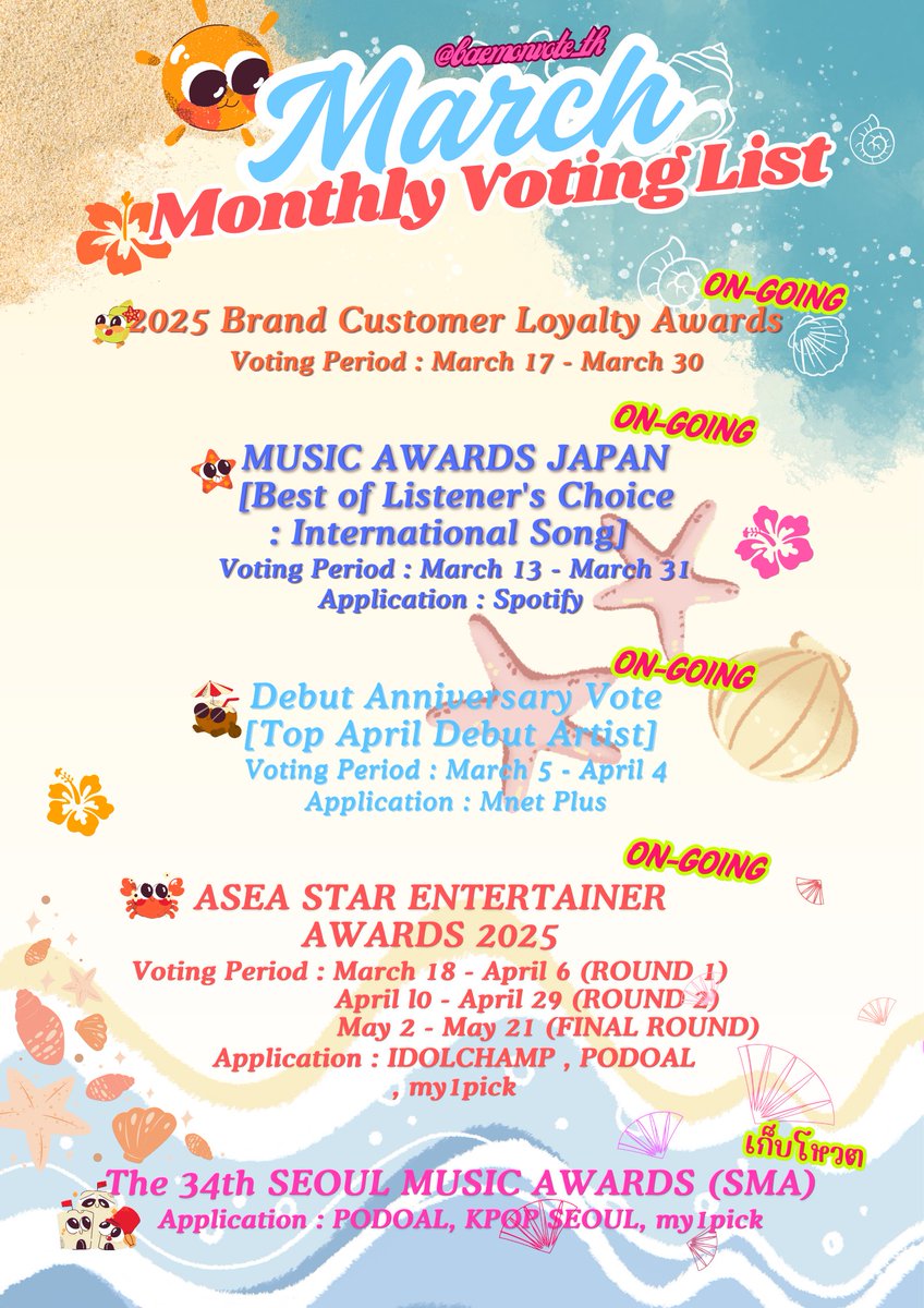 [🗳️] #โหวตให้คุณหนูเบม่อน​  

🏖️ รายการโหวตของเดือนมีนาคมมาแล้วค่ะ​ อีกประมาณ​ 1 อาทิตย์จะหมดเดือนมีนาคมแล้วน้า​ มอนสตี้อย่าลืมเข้าไปจิ้มโหวตให้เบม่อนกันนะคะ​ 🤩🪼

📍ใครมีปัญหา​ มีคำถามสงสัยอะไรสามารถ​ dm​ มาสอบถามได้นะคะ